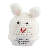 Häkel-Figur mit Spruch, Ostern/Hase, 11 cm