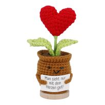 Häkelblume mit Spruch, Herz, 16 cm