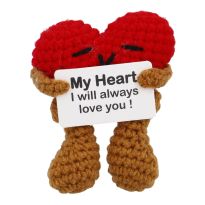 Häkelfigur Spruch, Herz, 8 cm