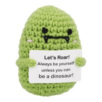 Häkelfigur Spruch, Dino, 8 cm