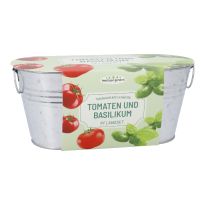Pflanzset in Wanne, Tomate/Basilikum/rot