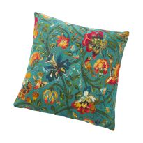 Kissen Blumen, türkis, 45 cm