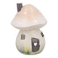 Deko-Haus Pilz mit Punkten, rosa/spitz, 15.5 cm