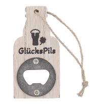 Flaschenöffner mit Spruch, Glückspils, 10 cm