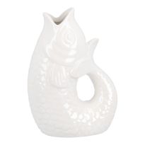 Vase Fisch, weiß-pearl, 14.5 cm