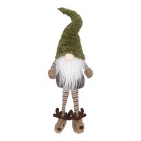 Wichtel-Figur mit Hausschuhen, grün, 60 cm