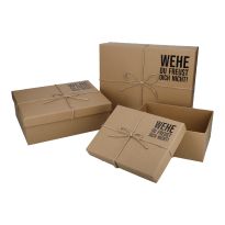 3er Set Geschenkkarton Kraft, Wehe du freust dich nicht