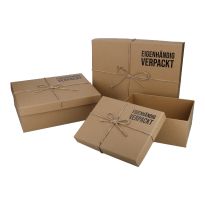3er Set Geschenkkarton Kraft, Eigenhändig verpackt