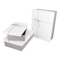 3er Set Geschenkkarton Handmade, hellgrau