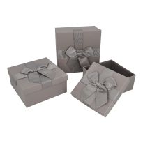 3er Set Geschenkkarton Schleife, steingrau
