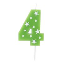 Tortenkerze Geburtstag/Sterne, Zahl 4
