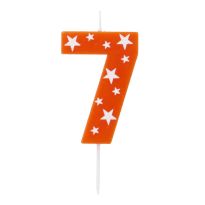Tortenkerze Geburtstag/Sterne, Zahl 7