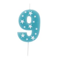 Tortenkerze Geburtstag/Sterne, Zahl 9