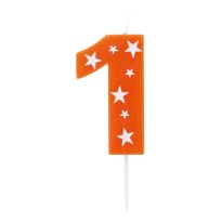 Tortenkerze Geburtstag/Sterne, Zahl 1