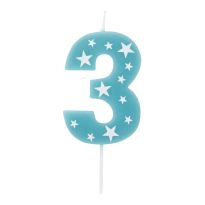Tortenkerze Geburtstag/Sterne, Zahl 3