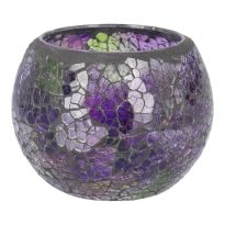 Kugel-Windlicht Mosaik, lila/grün, 10 x 8 cm
