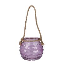 Windlicht Seil, bauchig/lila, 12 x 11 cm