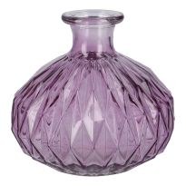 Flaschenvase Kugel, Rauten/lila, 14 x 13 cm