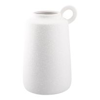 Vase Struktur mit Henkel, weiß, 25 cm