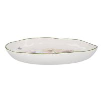 Schale Blumen, oval/rosa/gelb, 23 x 17 cm