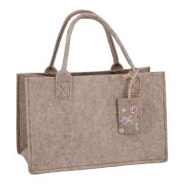 Filztasche mit Anhänger, Blumen/hellbraun, 28 x 14 x 18 cm