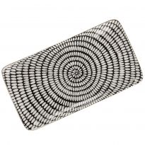 Platte China, Goldrand, schwarz/weiß, Stäbchen/Kreis, 23 cm