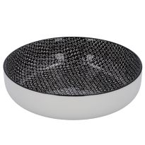 Schale China mit Rand, Perlen, schw/wss, 17 cm