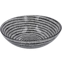 Schüssel China, flach, Stäbchen/Kreis, schw/wss, 23 cm