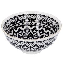Schale China, tief, schwarz/weiß, Goldrand, Orient