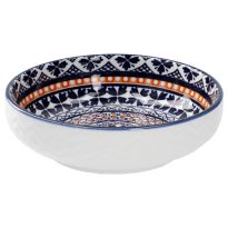 Schale China, flach, blau/orange, 12 cm