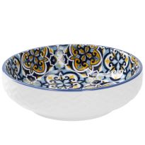 Schale China, flach, blau/gelb, 12 cm