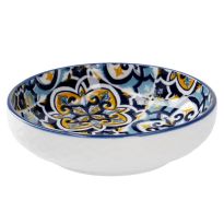 Schale China, flach, blau/gelb, 9 cm