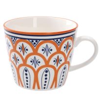 Becher China, orange/blau, 300 ml