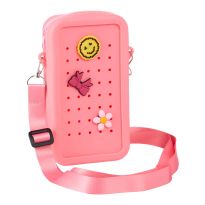 Handytasche Silikon/Charms, rosa, 10 x 17.5 cm