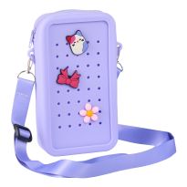 Handytasche Silikon/Charms, lila, 10 x 17.5 cm