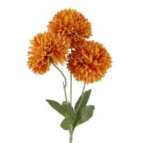 Pompom Herbst mit 3 Blüten, orange, 43 cm