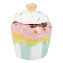 Dose Muffin mit Deckel, mint/rosa, 14 cm