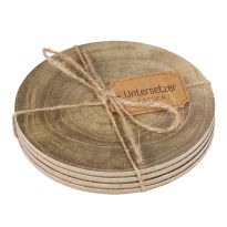 4er Set Untersetzer Baumstamm, hellbraun/rund, 10 cm