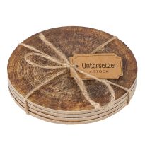 4er Set Untersetzer Baumstamm, dunkelbraun/rund, 10 cm