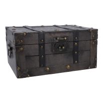 Truhe Nieten, grau/braun, 29 x 19 cm