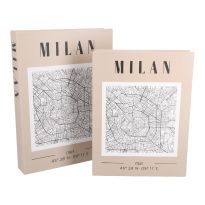 2er Set Buchkarton Stadt, Milan