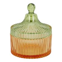 Deko-Dose Barock, orange/grün, 11 x 12 cm