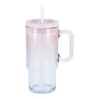 Trinkglas Rillen mit Strohhalm, flieder/blau, 650 ml
