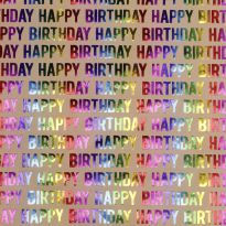 Geschenkpapier Kraft, Happy Birthday/Rainbow, 2 m