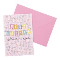 Grußkarte Puzzle mit Umschlag, Geburtstag/Girlande
