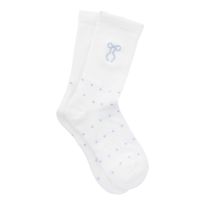 Socken mit Stick-Schleife, hellblau/Punkte, Größe 35-42