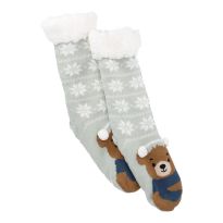 Norweger Socken Xmas, Bär/grün, Größe 35-42