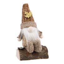 Wichtel auf Baumstamm, braun/natur, 15 cm