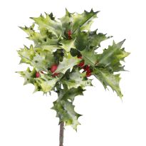 Deko-Stecker Ilex mit Beeren, grün/rot, 18 cm