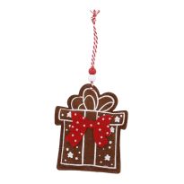 Anhänger Weihnachten, Lebkuchen-Geschenk/dunkelbraun, 11 cm